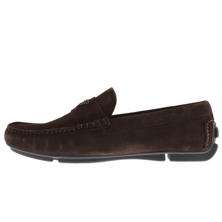Alternative Image for ProductEmporio Armani Suede Driver Shoes Brown1
